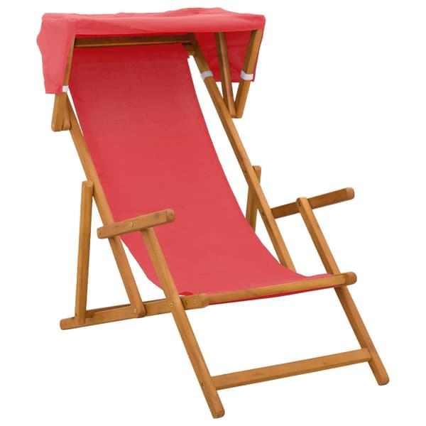 Deck Chair 2 st 3 Position Massiv Eukalyptus Trä Röd