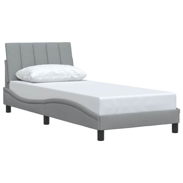 Bed Frame without Mattress "Hanko" Light Grey 80x200 cm Fabric