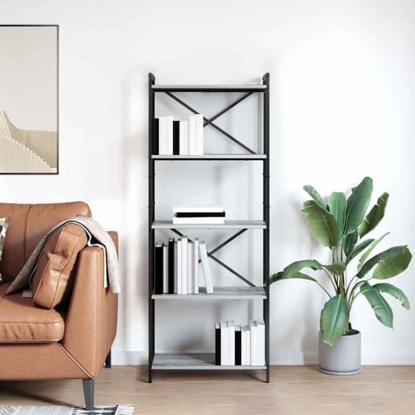 Hyllsystem Grå sonoma 60 x 30 x 155 cm Konstruerat trä
