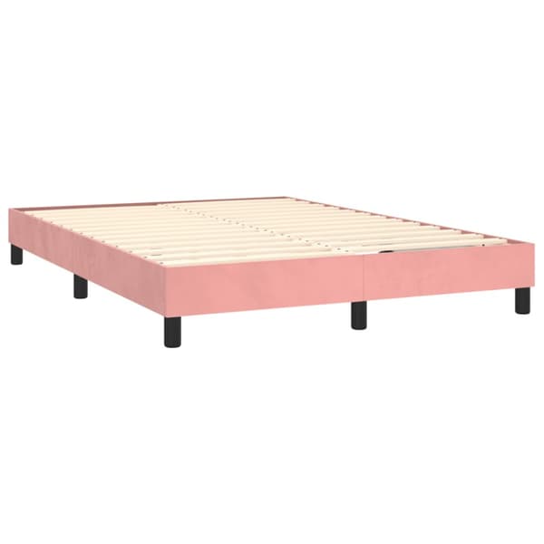 Ramsäng med madrass rosa 140x200 cm sammet