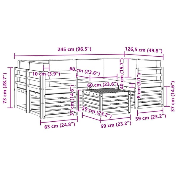 Utomhussoffset med kudde 7 pcs Vit och antracit Polyester
