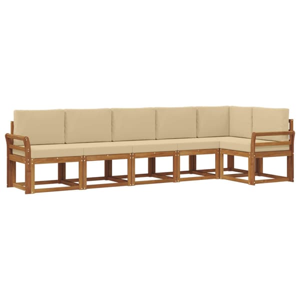 Utomhussoffset med kudde 6 pcs Naturlig och Beige