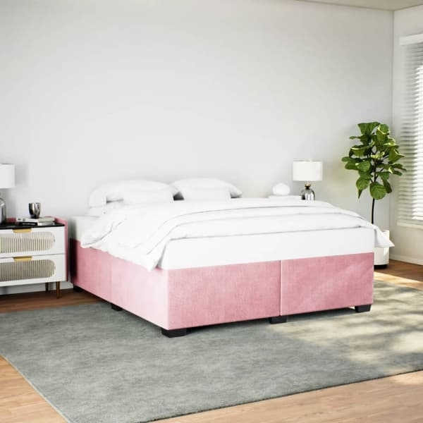 Sängram rosa 200x200 cm sammet