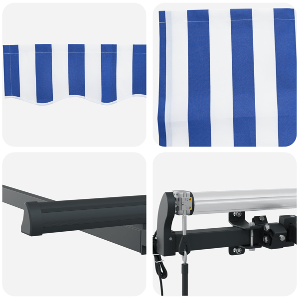 Utfällbar markis Blå och Vit 400 x 200 cm