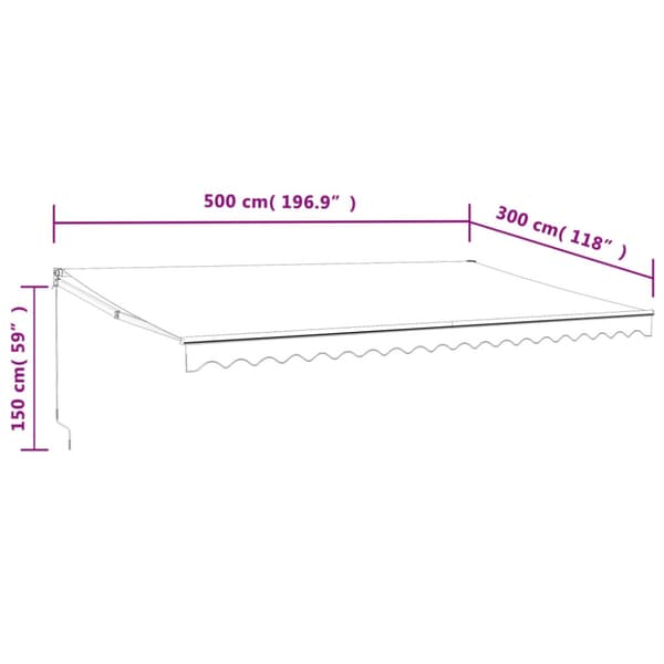 Automatisk infällbar markis gräddvit 5x3 m