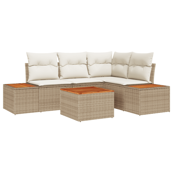 Trädgårdsoffset 4 pcs Beige och gräddfärgad Polyrattan