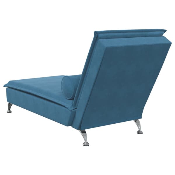 Massageschäslong med bolster blå sammet