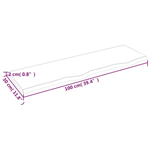 Hyllplan 100x30x2 cm obehandlad massiv ek