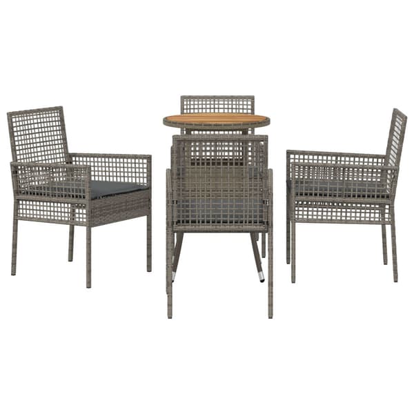 Trädgårdsmöbelset 5 pcs Grå konstrotting