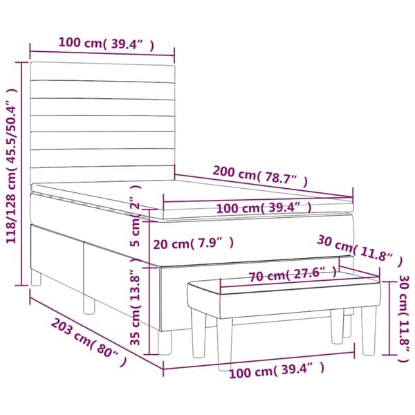 Ramsäng med madrass mörkgrön 100x200 cm sammet