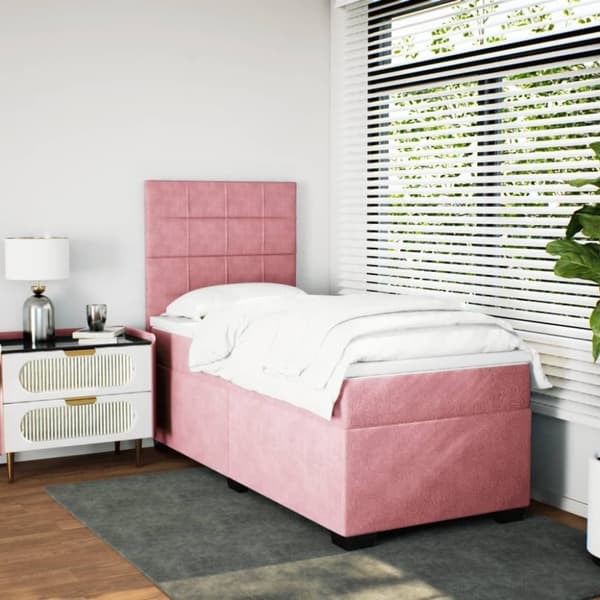 Ramsäng med madrass rosa 100x200 cm sammet