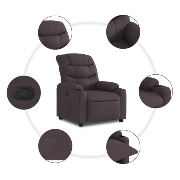 Reclinerfåtölj mörkbrun tyg