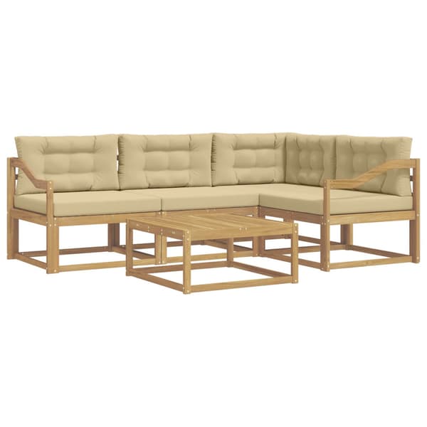 Utomhussoffset 5 pcs Vit och Beige 79 x 79 x 37 cm Polyester
