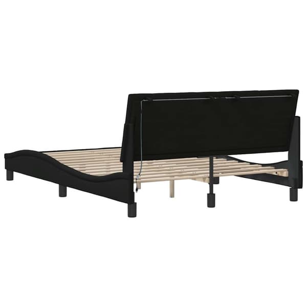 Bed Frame without Mattress "Hanko" Black 140x190cm Fabric