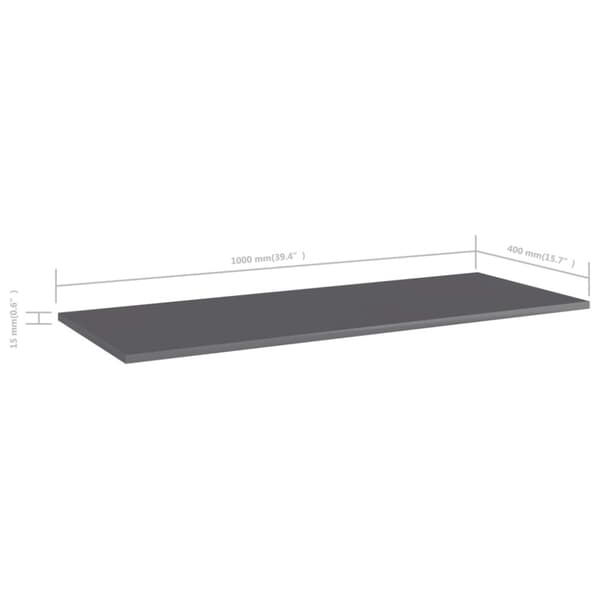 Hyllplan 4 st grå högglans 100x40x1,5 cm konstruerat trä