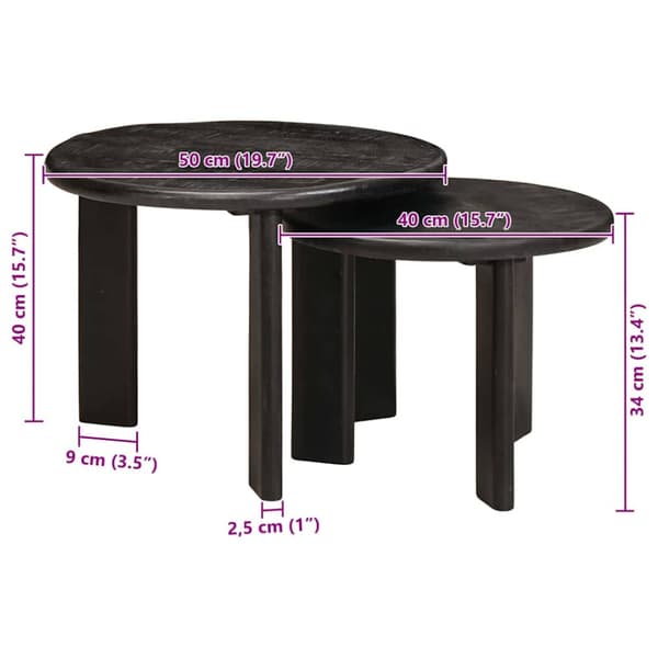 Nesting Kaffe Bord 2 pcs Vit Massivt mangoträ