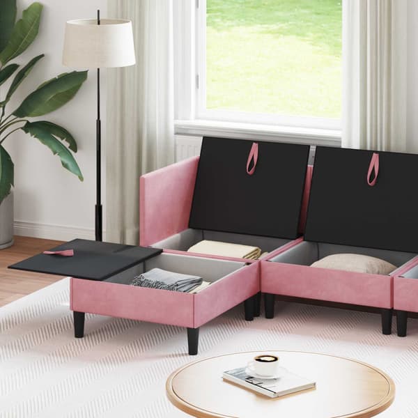 Möbelset för vardagsrummet med kudde 5 pcs Rosa Sammet