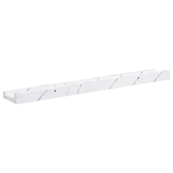 Vägg hylla Väggmonterat 2 pcs Vit marmor 60 x 9 x 3 cm