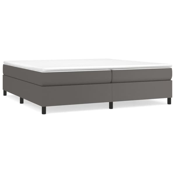 Ramsäng med madrass grå 200x200 cm konstläder