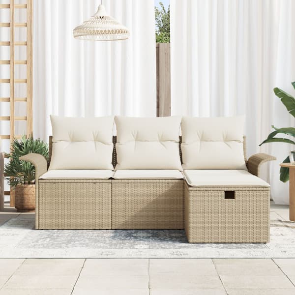 Trädgårdsoffset 4 st Poly rattan