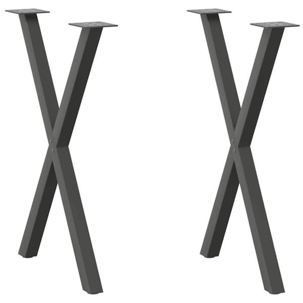 Matbordsben X-formade 2 st antracit 57x(72-73) cm stål