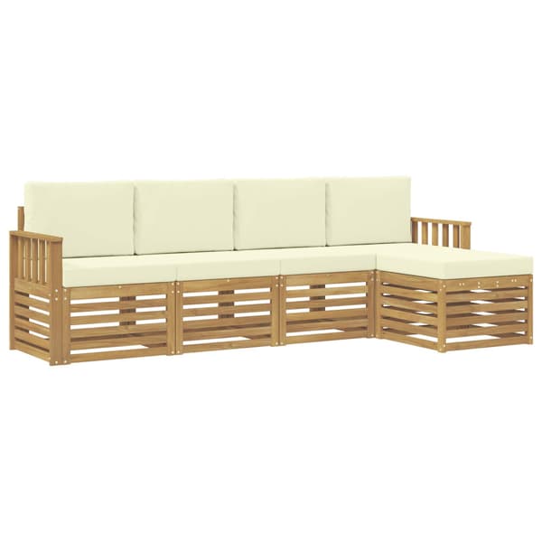 Utomhussoffset 5 pcs Vit och grädde 249 x 122,5 x 73 cm