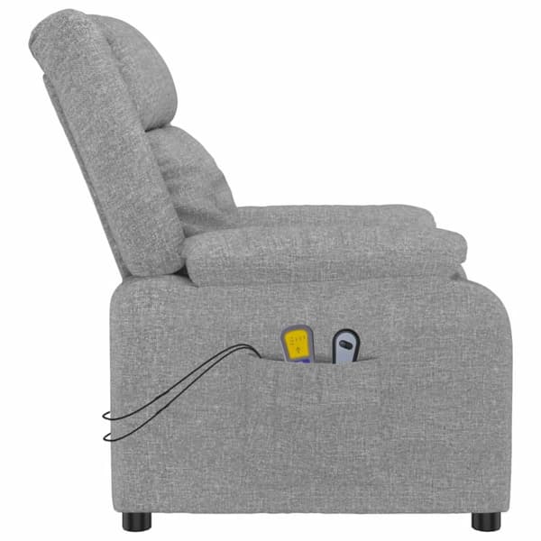 Elektrisk massagefåtölj ljusgrå tyg