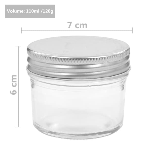 Syltburkar i glas med silvriga lock 48 st 110 ml