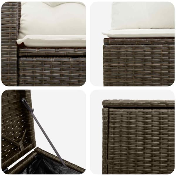 Soffset 7 pcs Brun och krämvit Poly Rattan och stål