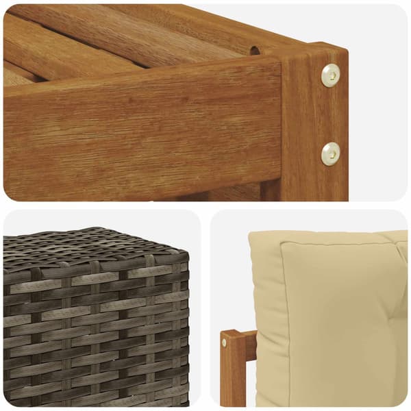Utomhussoffset med kudde 9 pcs Naturlig och Beige Polyester