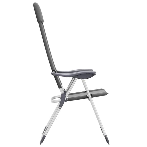 Hopfällbara campingstolar 2 st aluminium grå
