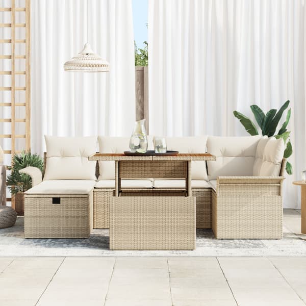 Trädgårdsoffset 7 pcs Beige konstrotting