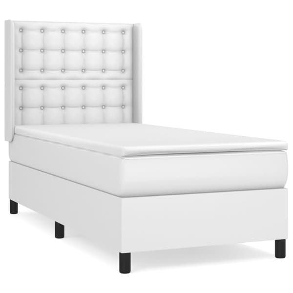 Ramsäng med madrass vit 80x200 cm konstläder