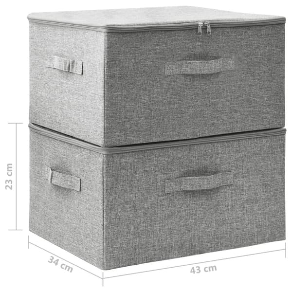 Förvaringslåda 2 st tyg 43x34x23 cm grå