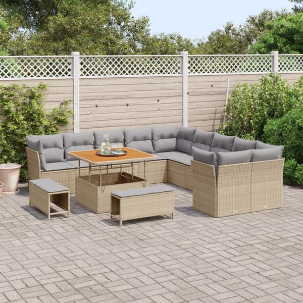 Trädgårdsoffset 13 pcs Beige konstrotting