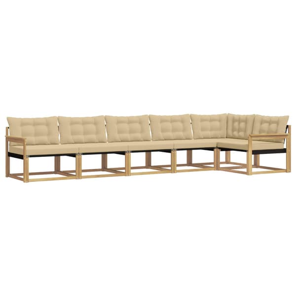 Utomhussoffset med kudde 6 pcs Vit och Beige