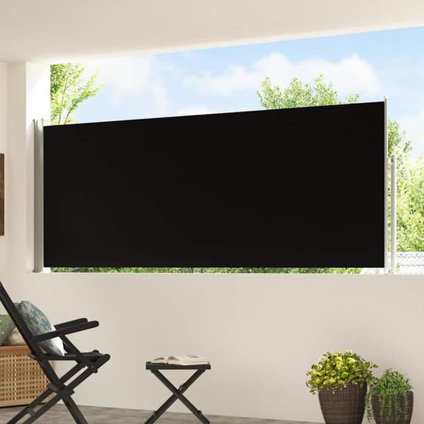 Infällbar sidomarkis 120x500 cm svart