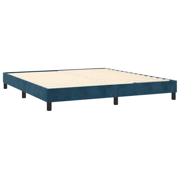 Ramsäng med madrass mörkblå 160x200 cm sammet
