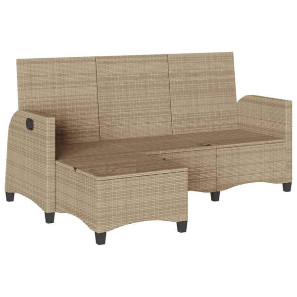 Fällbar trädgårdssoffa med dynor L-formad beige konstrotting