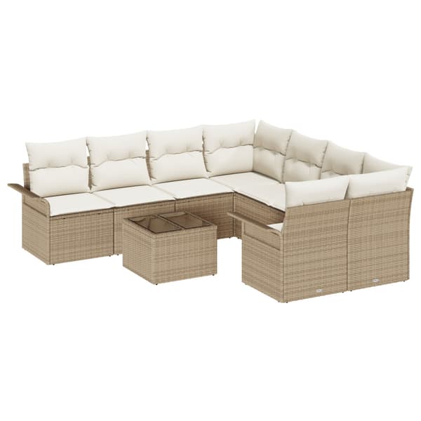 Trädgårdsoffset 9 pcs Beige och gräddfärgad konstrotting