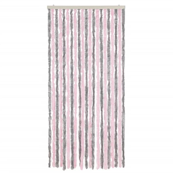 Insektsgardin silvergrå och rosa 56x200 cm chenille
