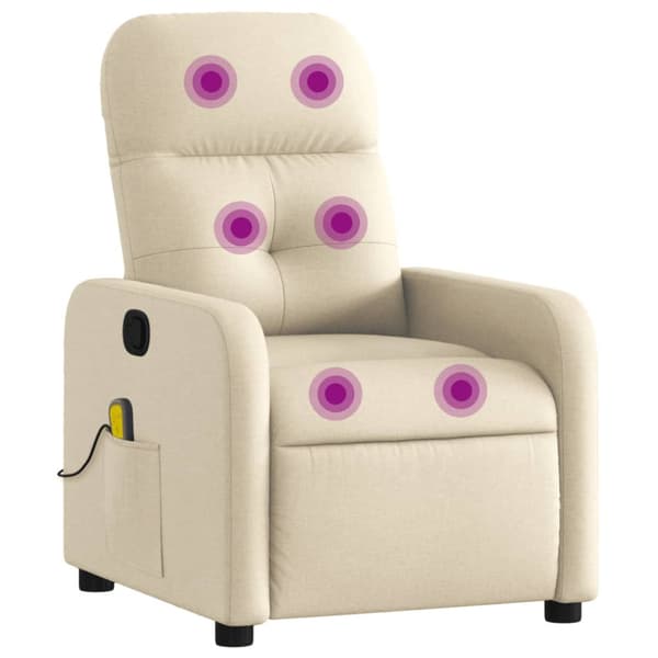 Massagefåtölj krämfärgad tyg