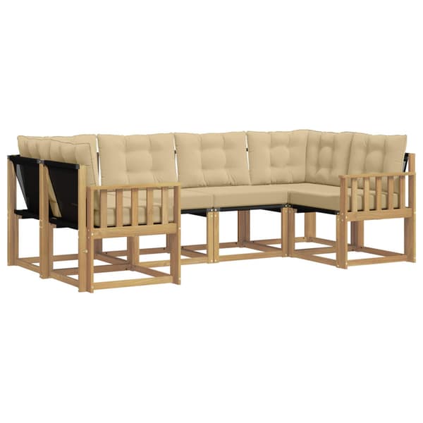 Utomhussoffset med kudde 6 pcs Vit och Beige