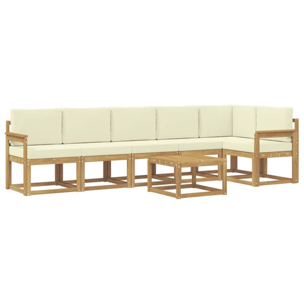 Utomhussoffset med kudde 7 pcs Vit och grädde Polyester