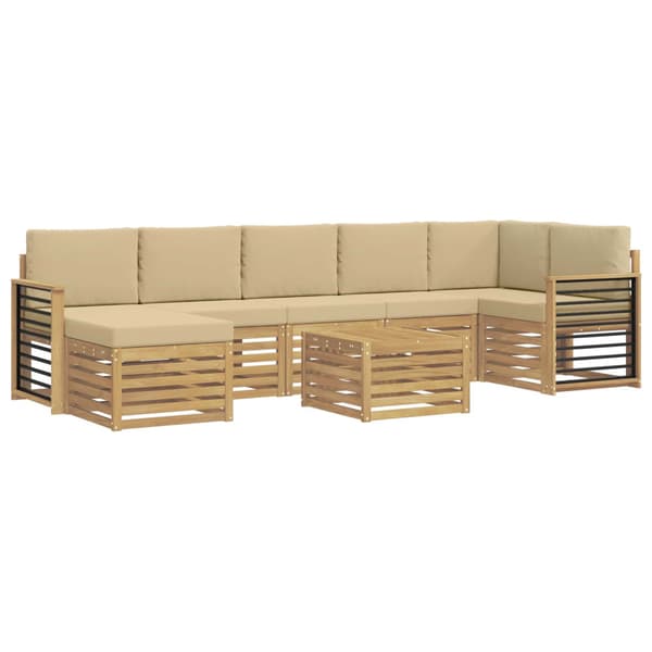 Utomhussoffset 8 pcs Vit och Beige 59 x 59 x 37 cm Polyester