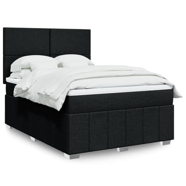 Ramsäng med madrass svart 140x190 cm tyg