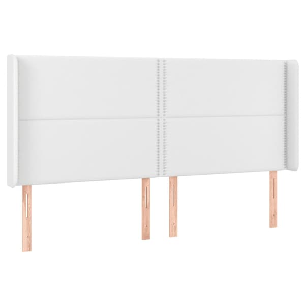 Sänggavel LED vit 203x16x118/128 cm konstläder