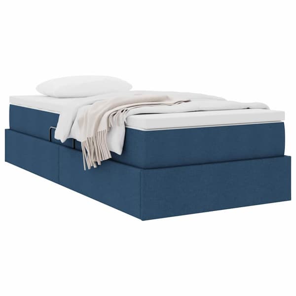 Förvaringssäng med madrass Blå 90 x 200 cm Polyester