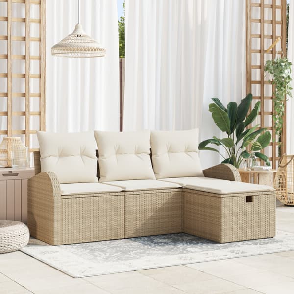 Trädgårdsoffset 4 st Beige konstrotting