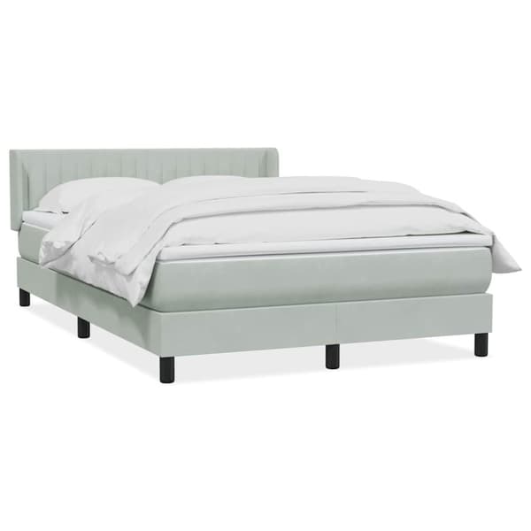 Ramsäng med madrass ljusgrå 160x210 cm sammet